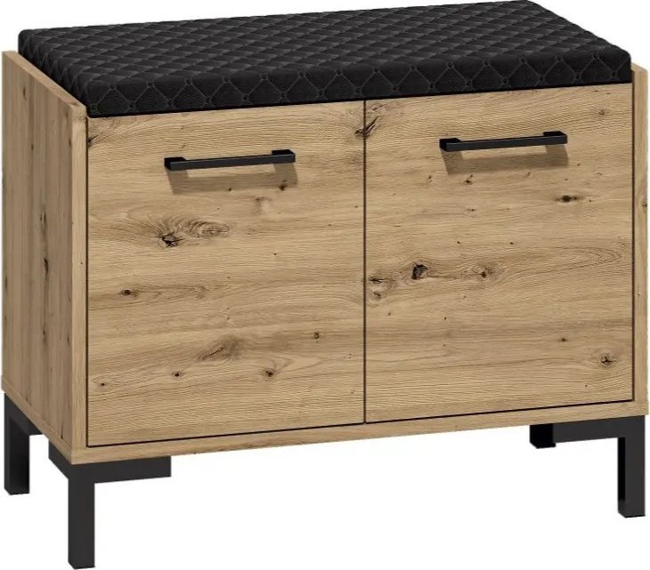 ML Meble Szafka na buty z siedziskiem NIKOLA 70 dąb artisan/czarna ML MEBLE