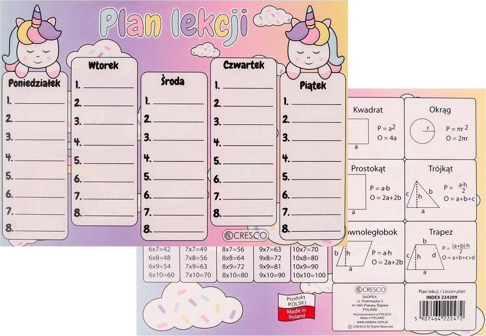 Plan lekcji A5 Jednorożec (25szt)