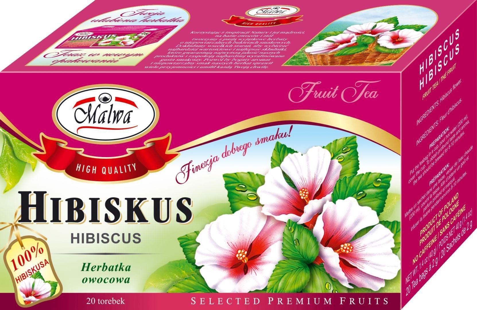 MALWA Malwa Herbata Owocowa Hibiskus 40 g (20 x 2 g)