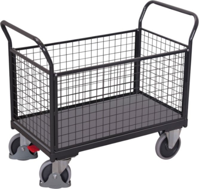 Variofit Wózek platformowy, czteroburtowy, poręcze z siatki, kolor antracytowy, 400-500 kg (1190 x 600 x 1015 mm, 500 kg)