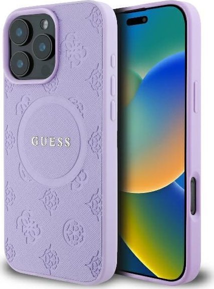 Guess GUHMP16XPSAPSMEU iPhone 16 Pro Max 6.9" purpurowy hardcase Saffiano Peony Classic Logo MagSafe