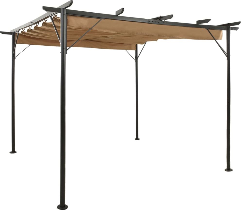 vidaXL Pergola ogrodowa ze zwijanym dachem, taupe, 3x3 m, 180 g/m