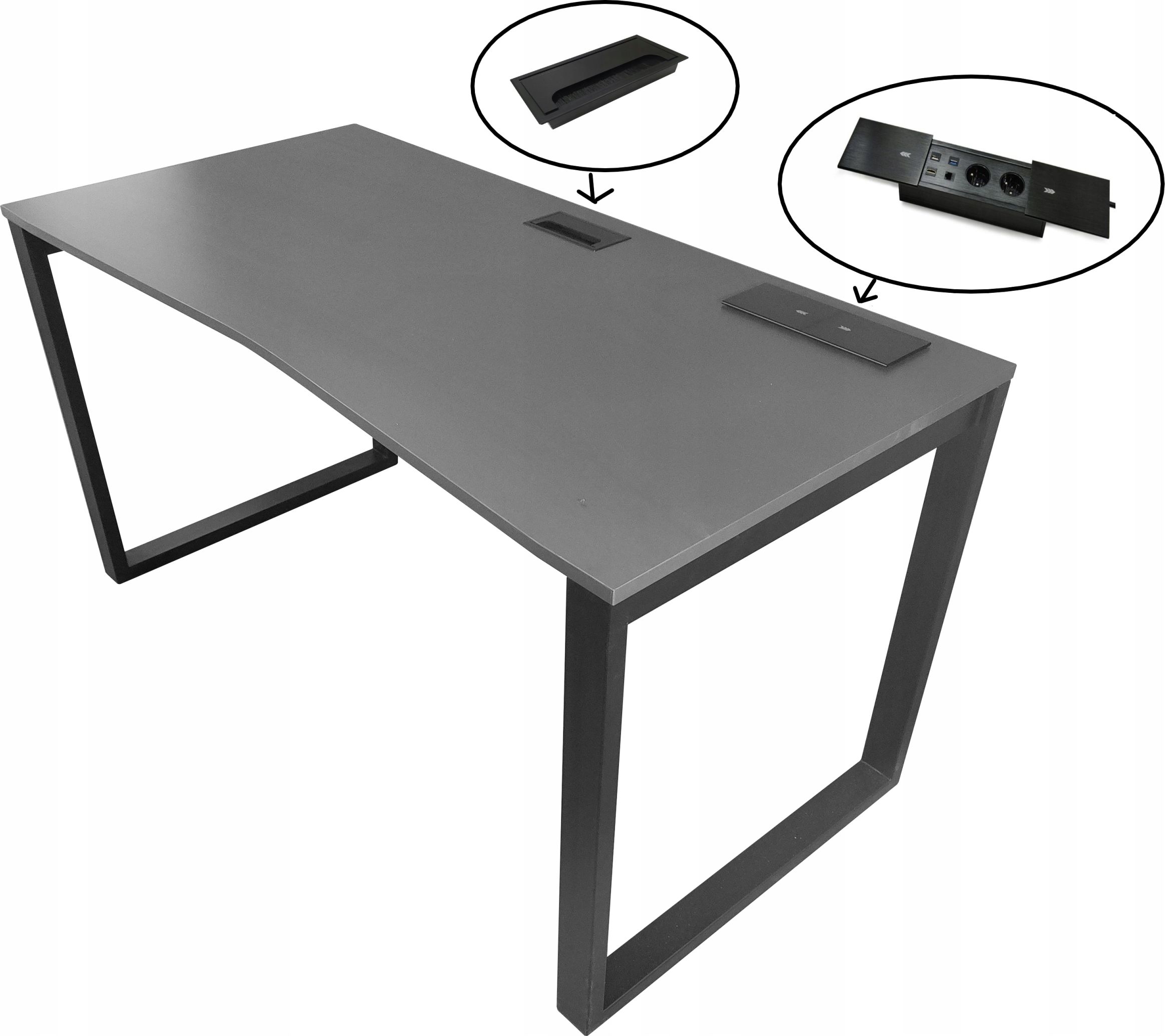 Biurko Zdesk AC-LTB-GN/B Szaro-Czarne 137.5 cm x 67.5 cm