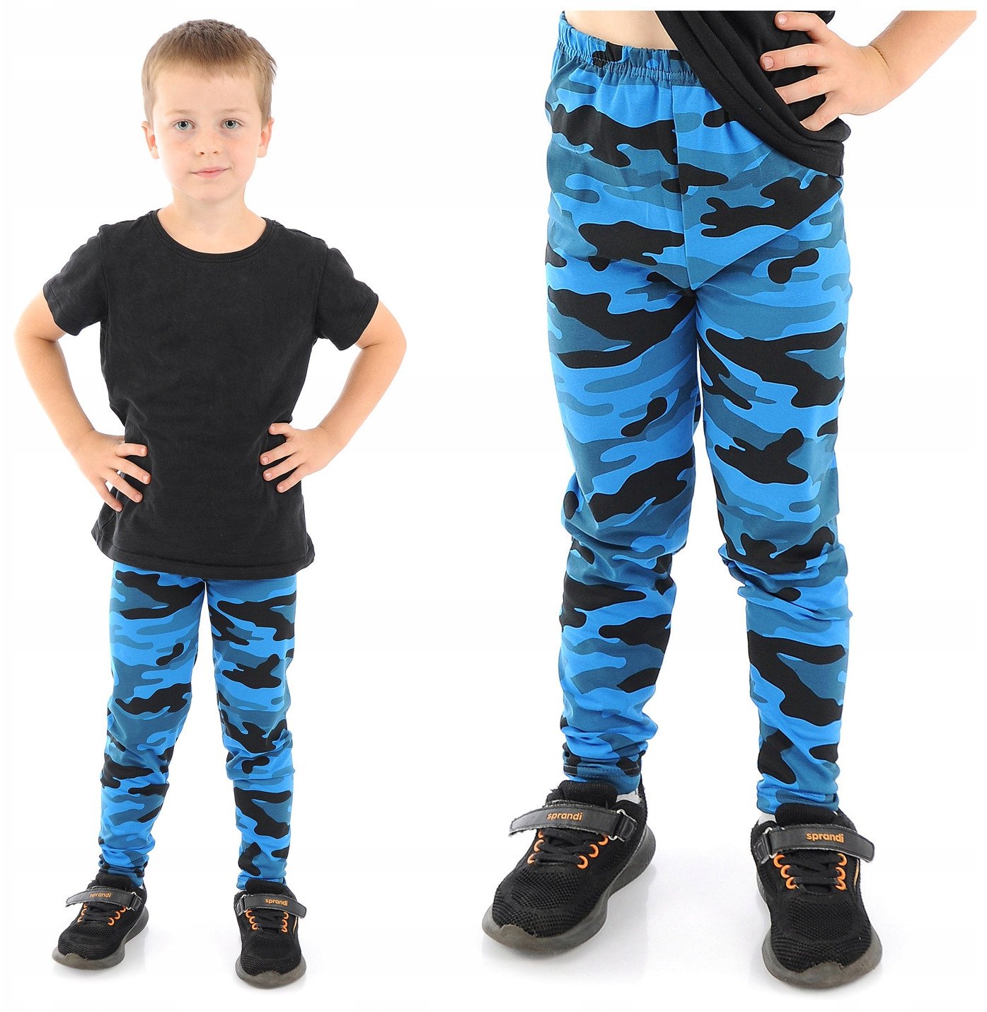 Getry chłopięce Długie legginsy Spodnie Niebieskie Moro 98