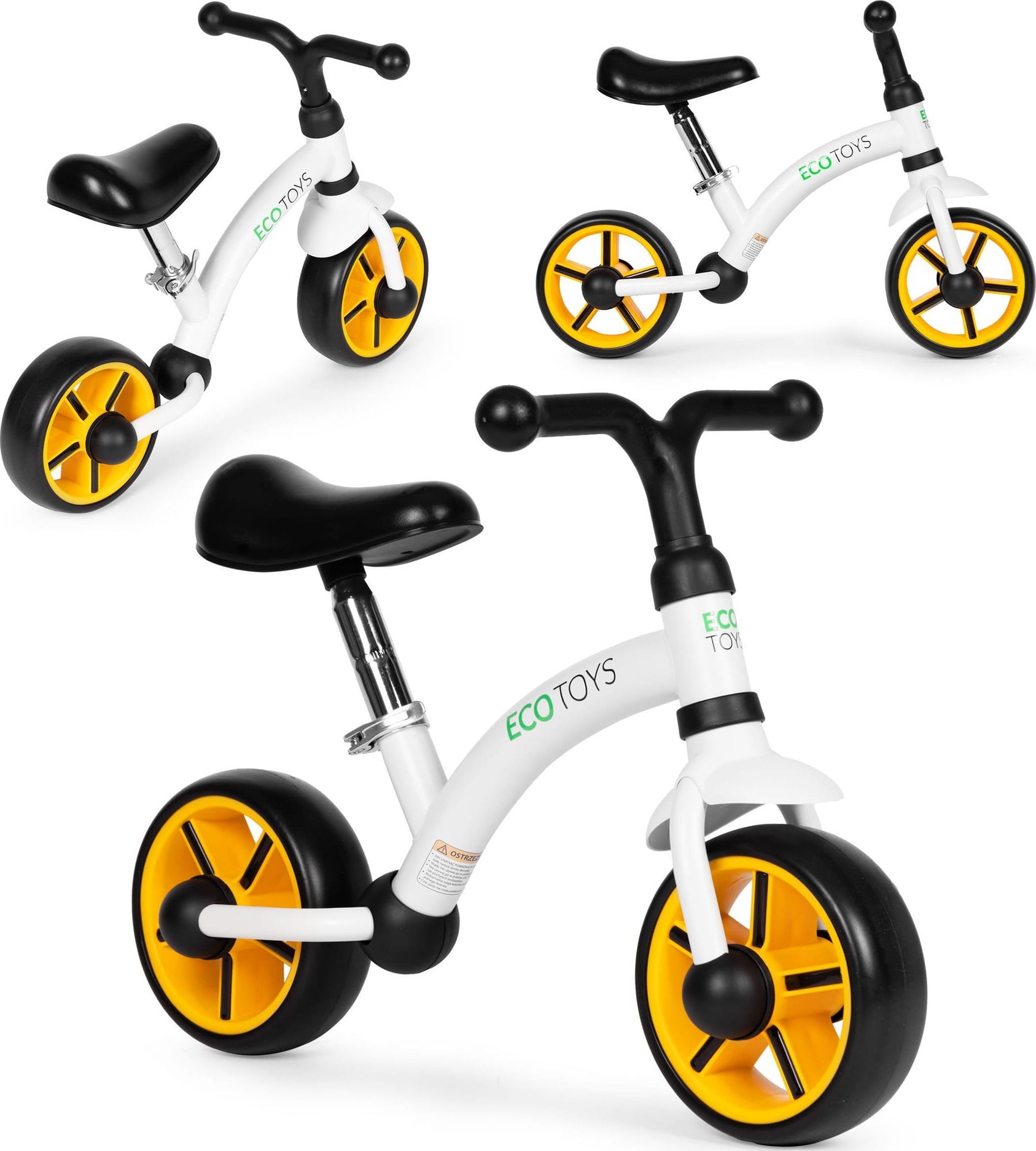 Rowerek biegowy dla dzieci koła EVA regulacja siodełka czarny ECOTOYS