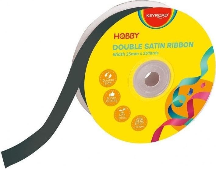 Wstążka podwójna satynowa czarna 25mmx22,86m