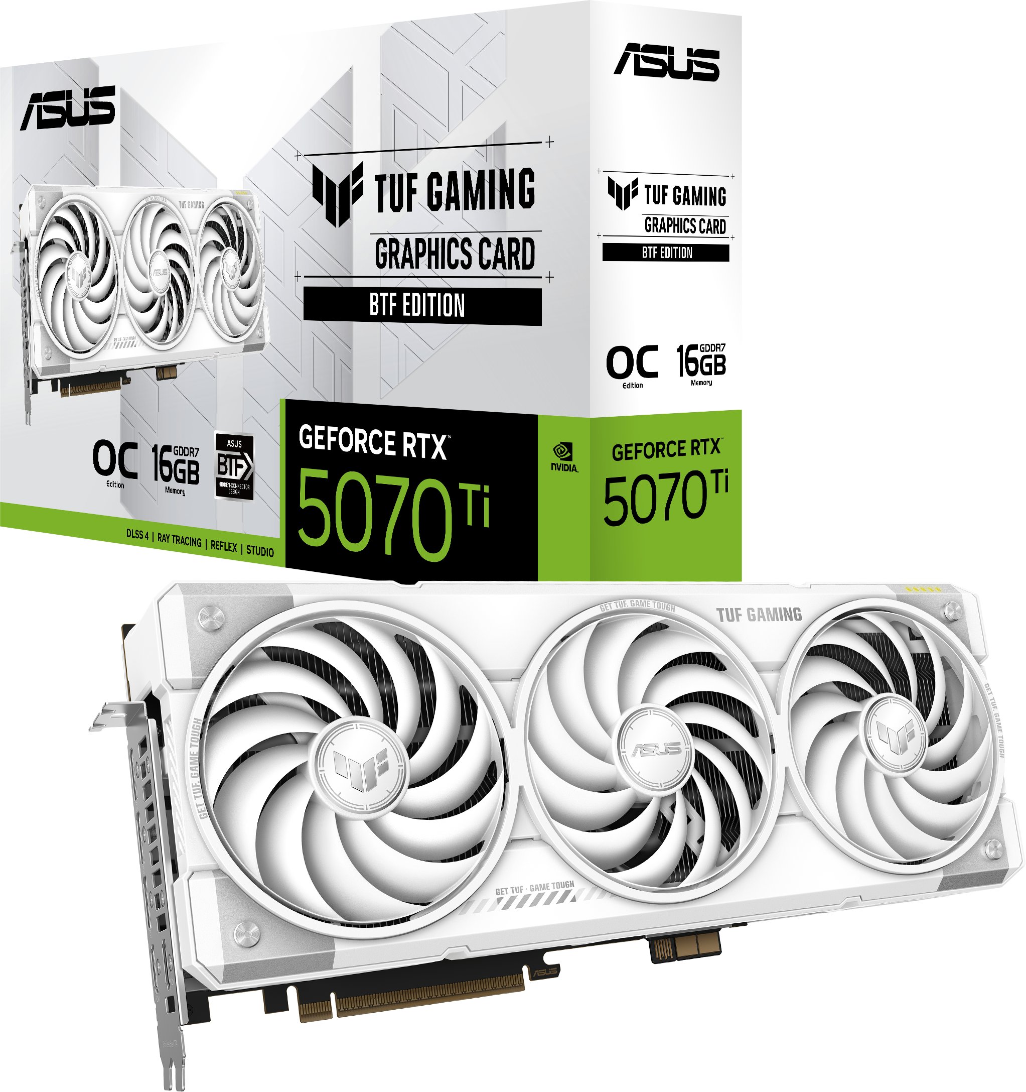 Karta graficzna Asus TUF Gaming GeForce RTX 5070 Ti BTF White OC 16GB GDDR7 DLSS4 (TUF-RTX5070TI-O16G-BTF-WHITE)