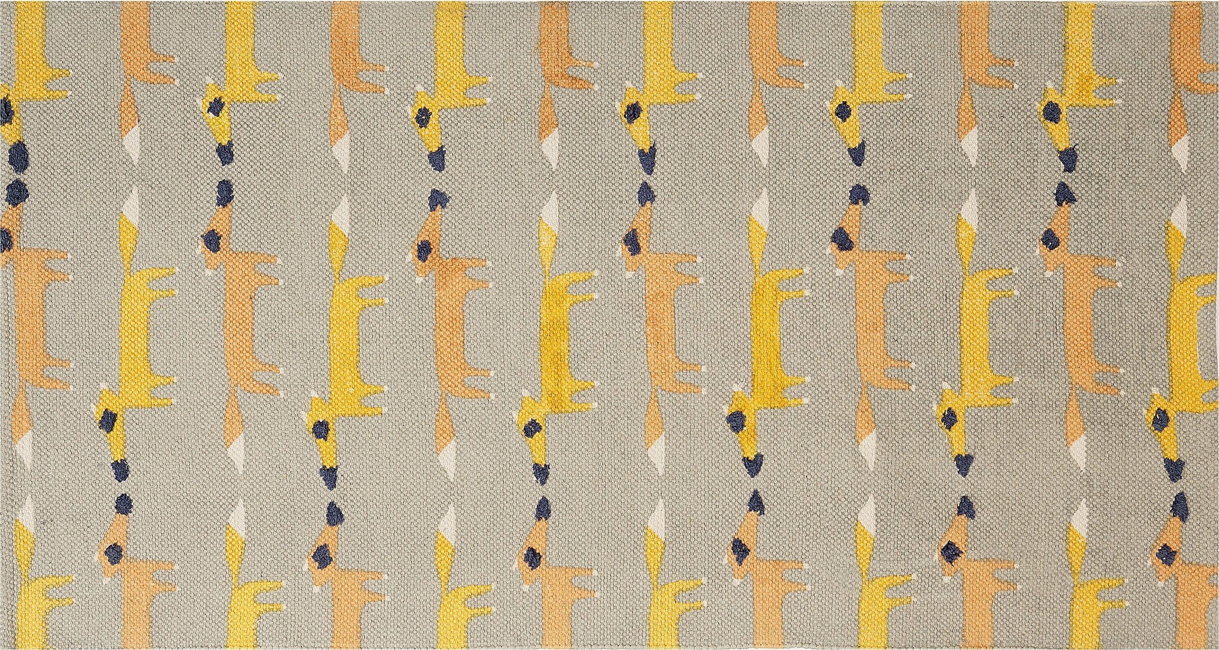 Beliani Dywan dziecięcy bawełniany motyw lisa 80 x 150 cm szary BANKGO