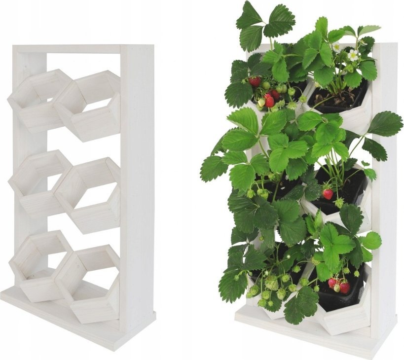 Wamar-Sosenka Drewniany ziołownik kwietnik wertykalny RD-8/2x3 - Biały