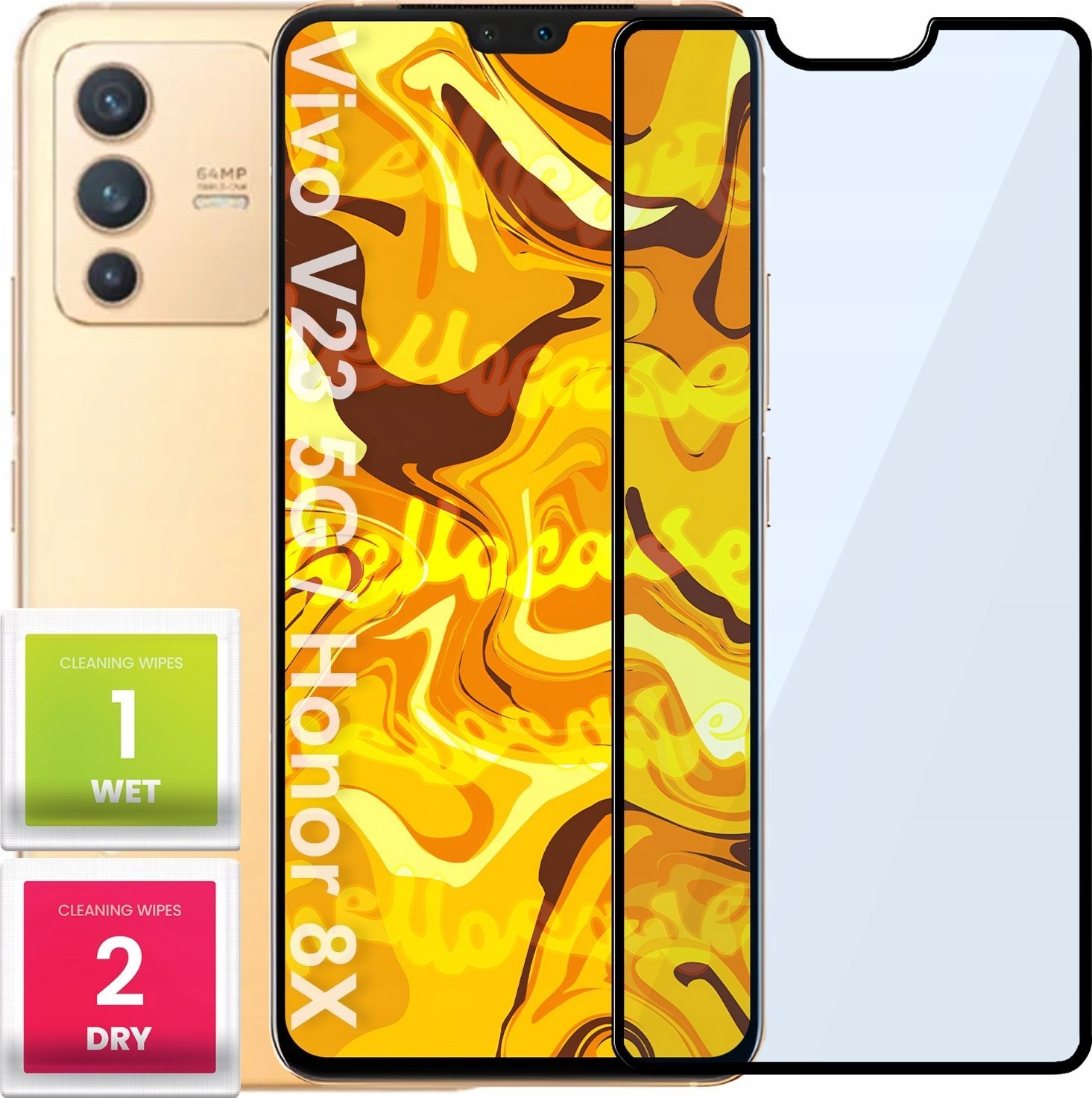 Hello Case SZKŁO HARTOWANE DO VIVO V23 5G / HONOR 8X PEŁNE NA CAŁY EKRAN SZKIEŁKO 5D