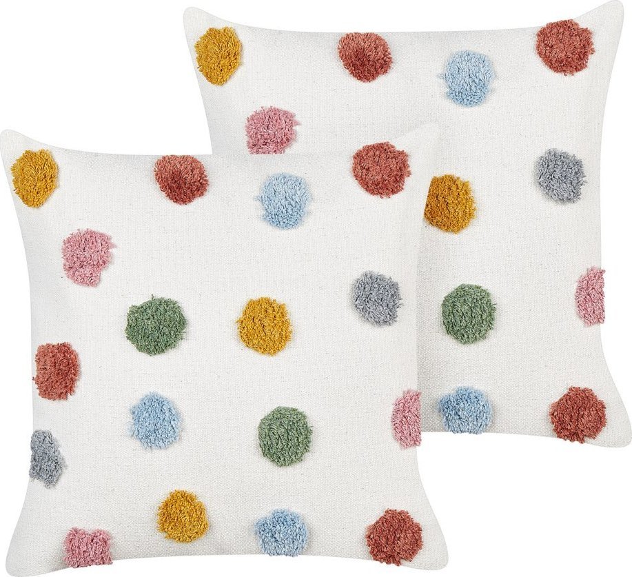 Beliani 2 bawełniane poduszki dla dzieci w kropki 45 x 45 cm wielokolorowe WALLFLOWER