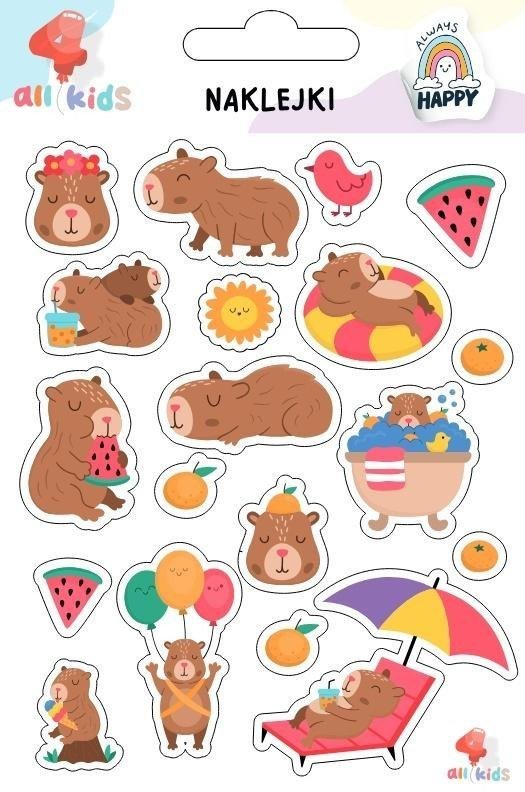 Naklejki dla dzieci Kapibara wakacyjna