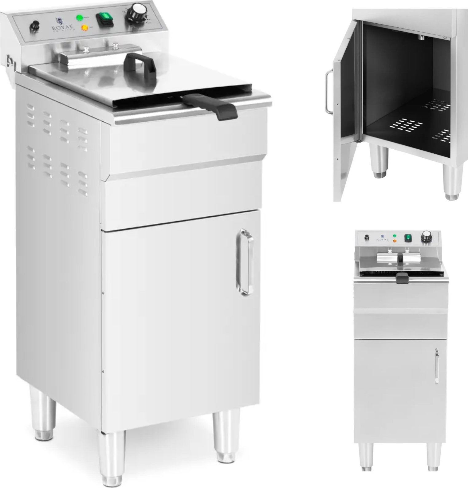 Royal Catering Frytownica elektryczna wolnostojąca z szafką 400 V 5000 W 13 l Frytownica elektryczna wolnostojąca z szafką 400 V 5000 W 13 l