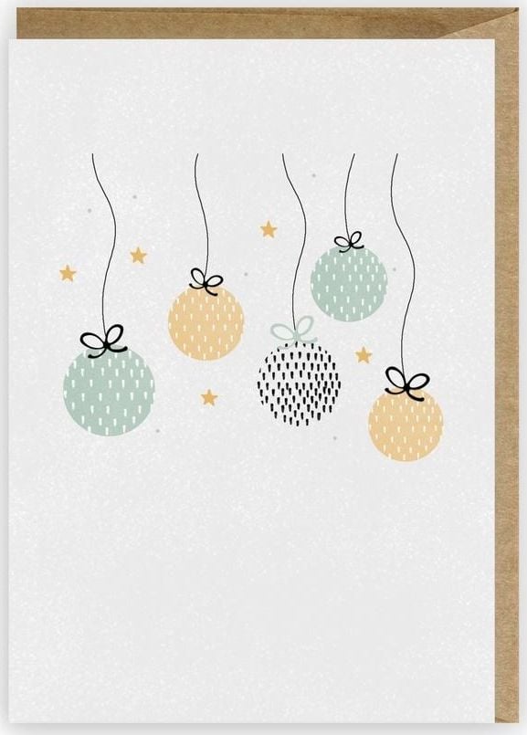 Cardie Kartka Boże Narodzenie Bombki, eko koperta K082