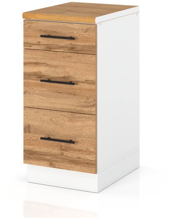 Szafka Kuchenna Stojąca Z Blatem 3 Szuflady 40cm Spremium Dąb Wotan