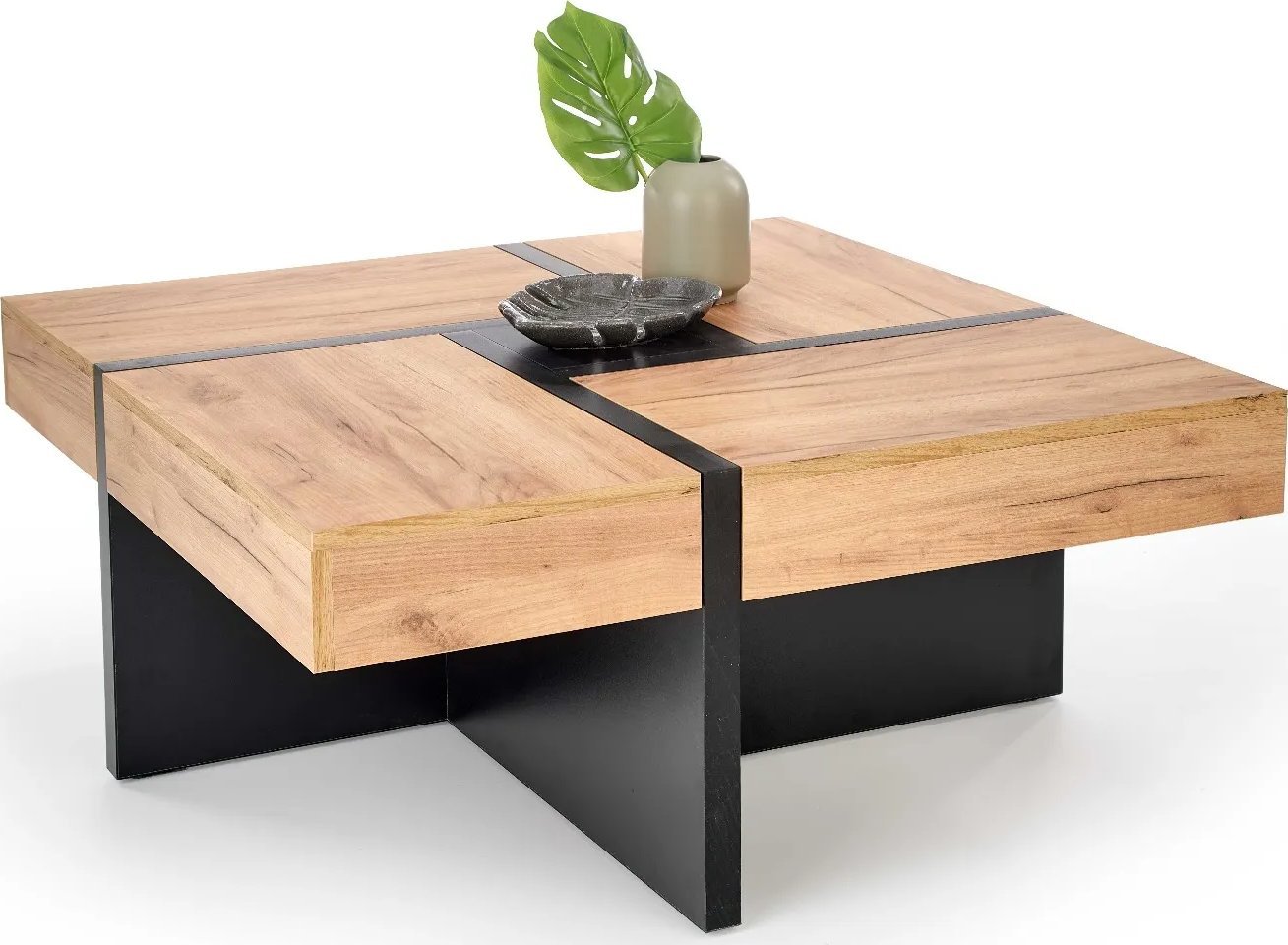 Halmar Stolik kawowy SEVILLA 100x100 dąb/czarny HALMAR