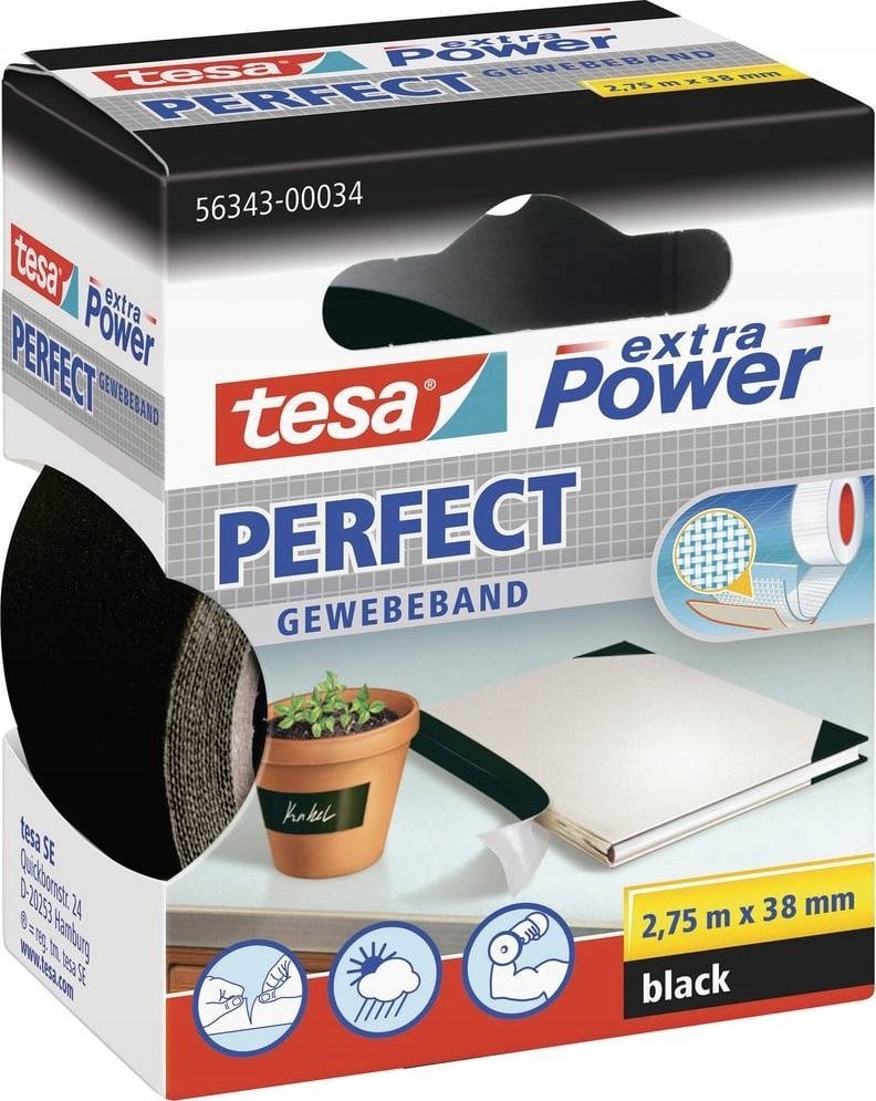 Tesa tesa extra Power Perfect Gewebeband 2,75m 38mm schwarz