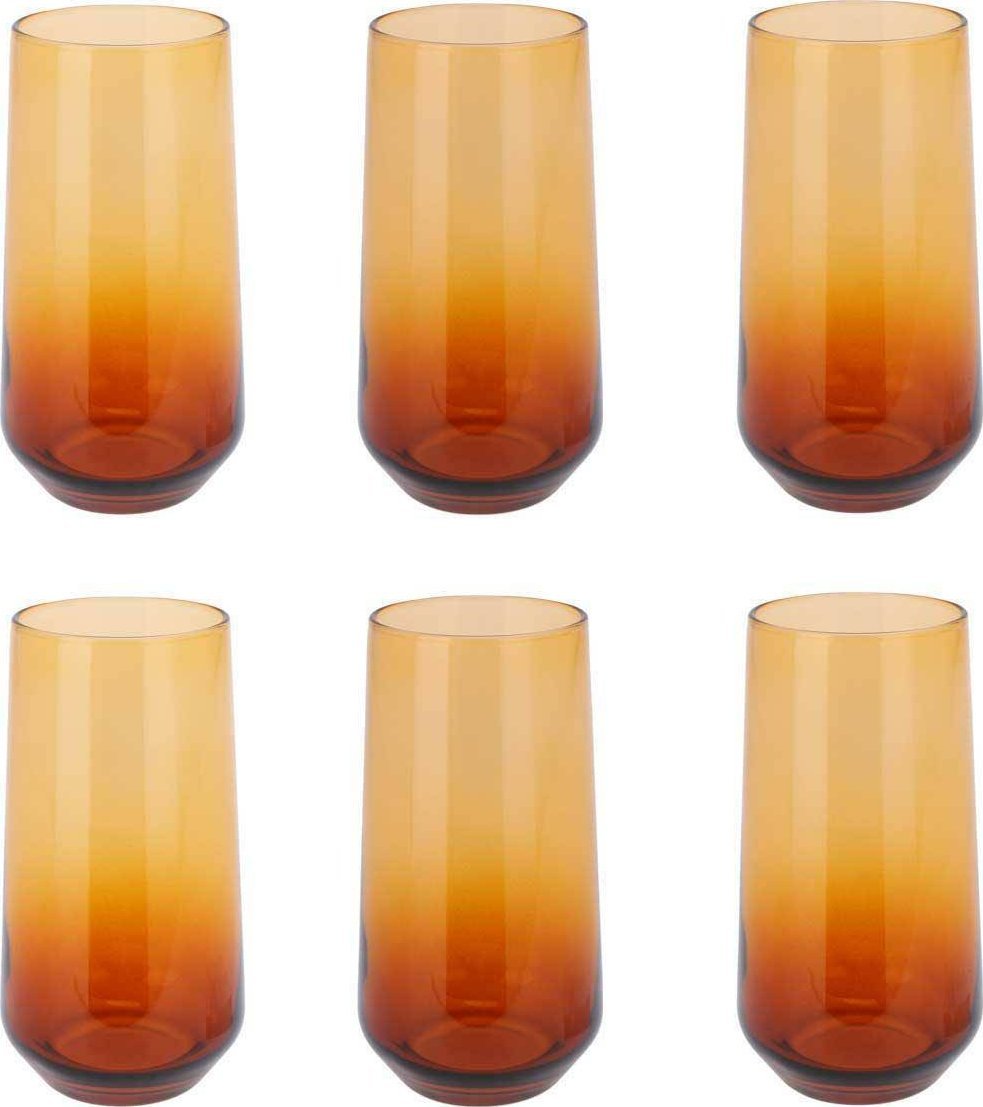 H&S Decoration Zestaw bursztynowych wysokich szklanek 6szt.