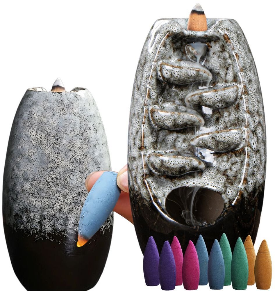 Kominek zapachowy ceramiczny wodospad kadzidło aromaterapia + 10 knotów