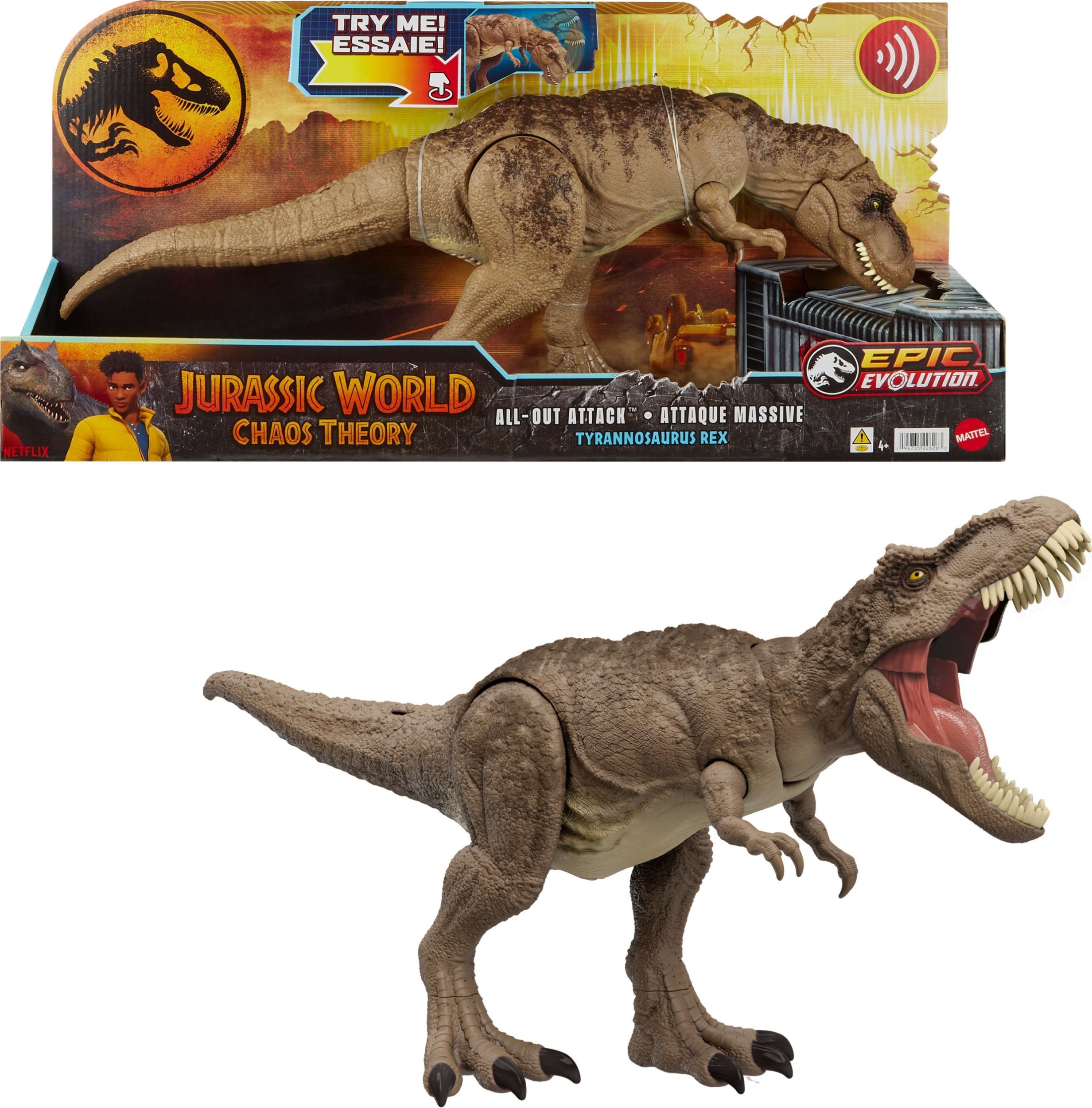 Figurka Mattel Jurassic World T-Rex Totalny Atak (HXF53)