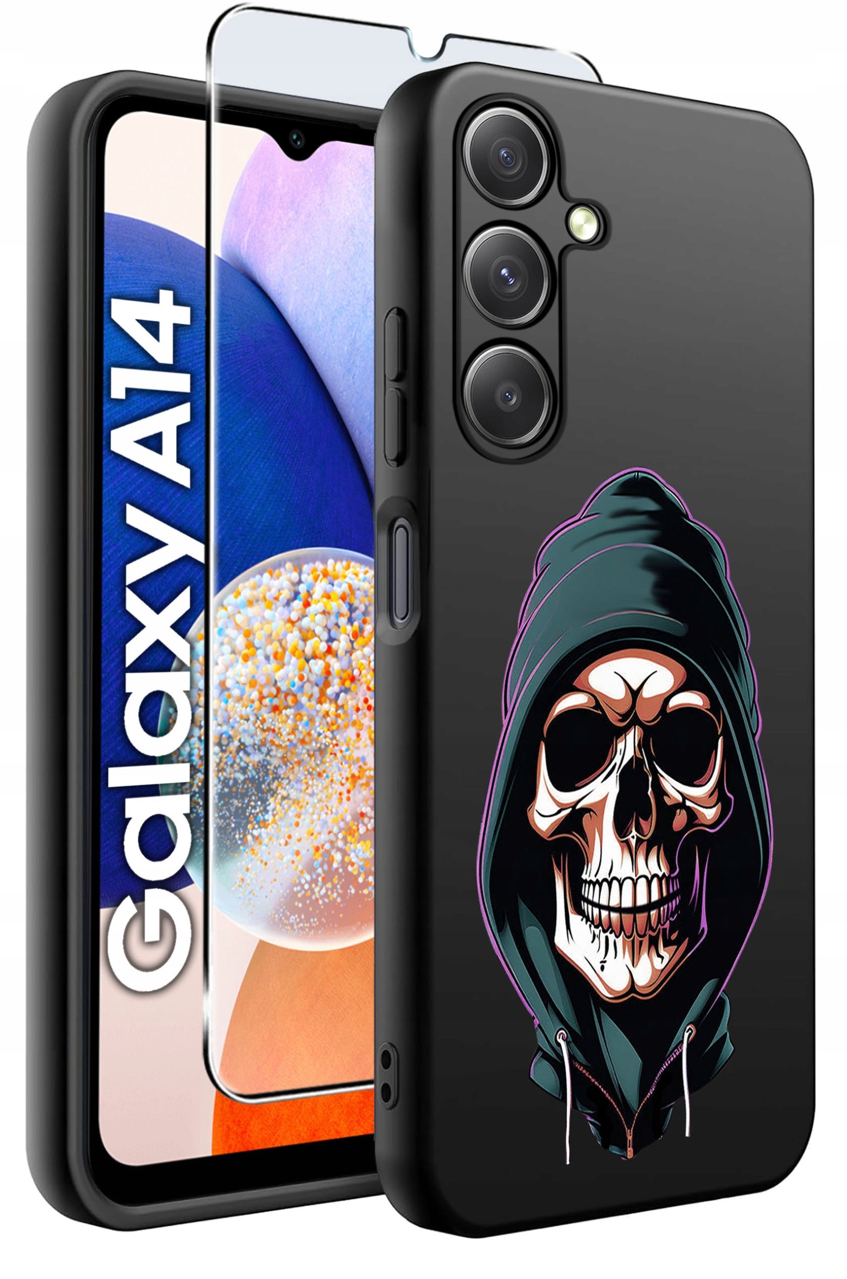 ETUI do Samsung A14 5G WZORY | SILIKONOWE MATT CASE + SZKŁO HARTOWANE 9H