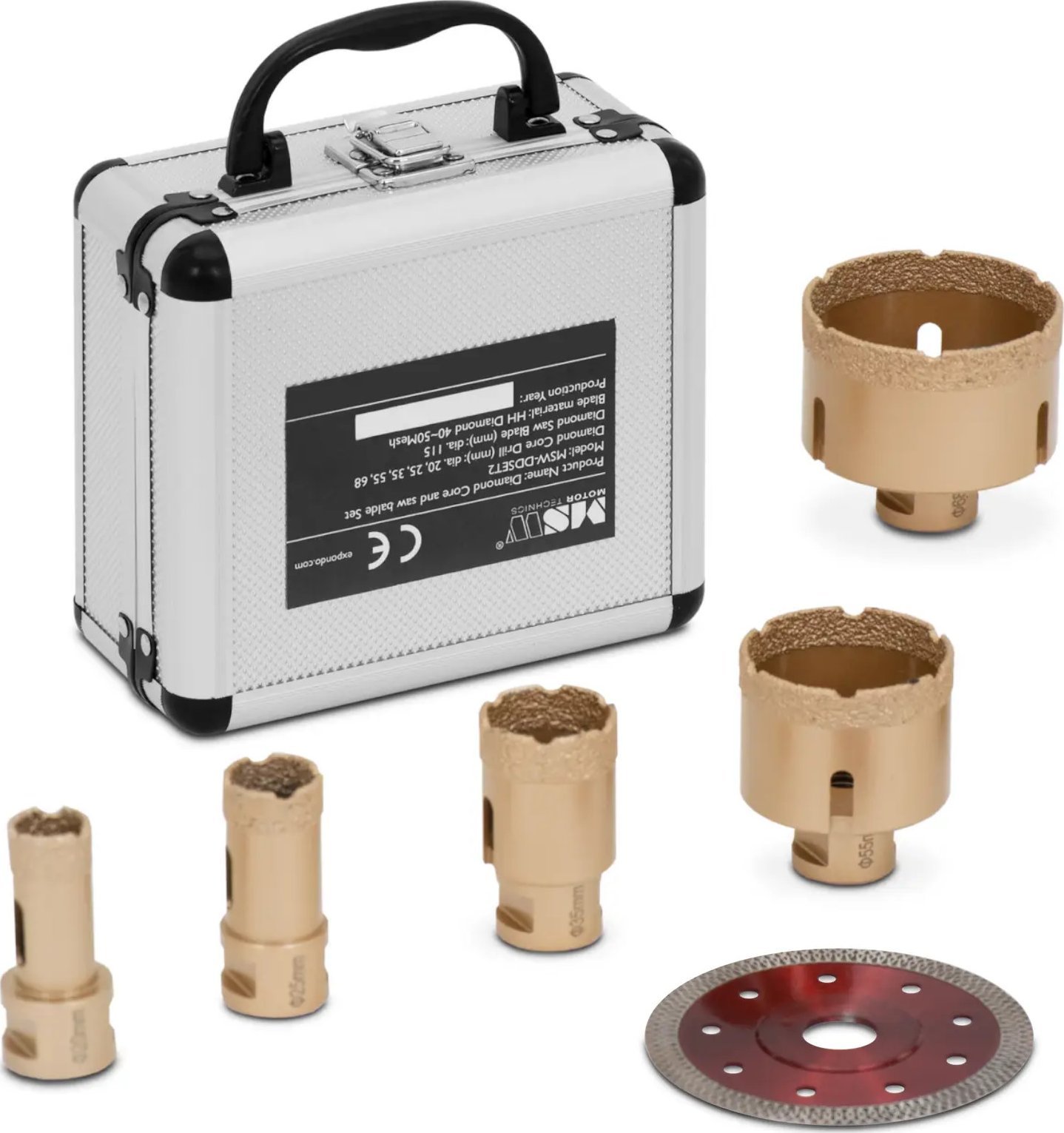 MSW Otwornice diamentowe do szlifierek kątowych 20/25/35/55/68 115 mm M14 - zestaw Otwornice diamentowe do szlifierek kątowych 20/25/35/55/68 115 mm M