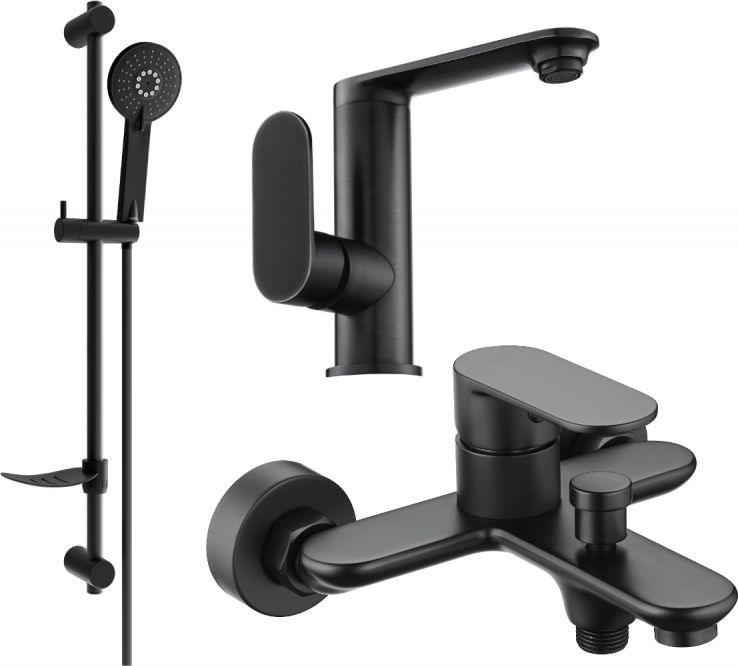 Mexen Mexen Milo DF40 zestaw wannowy, czarny - 713053DF40-70