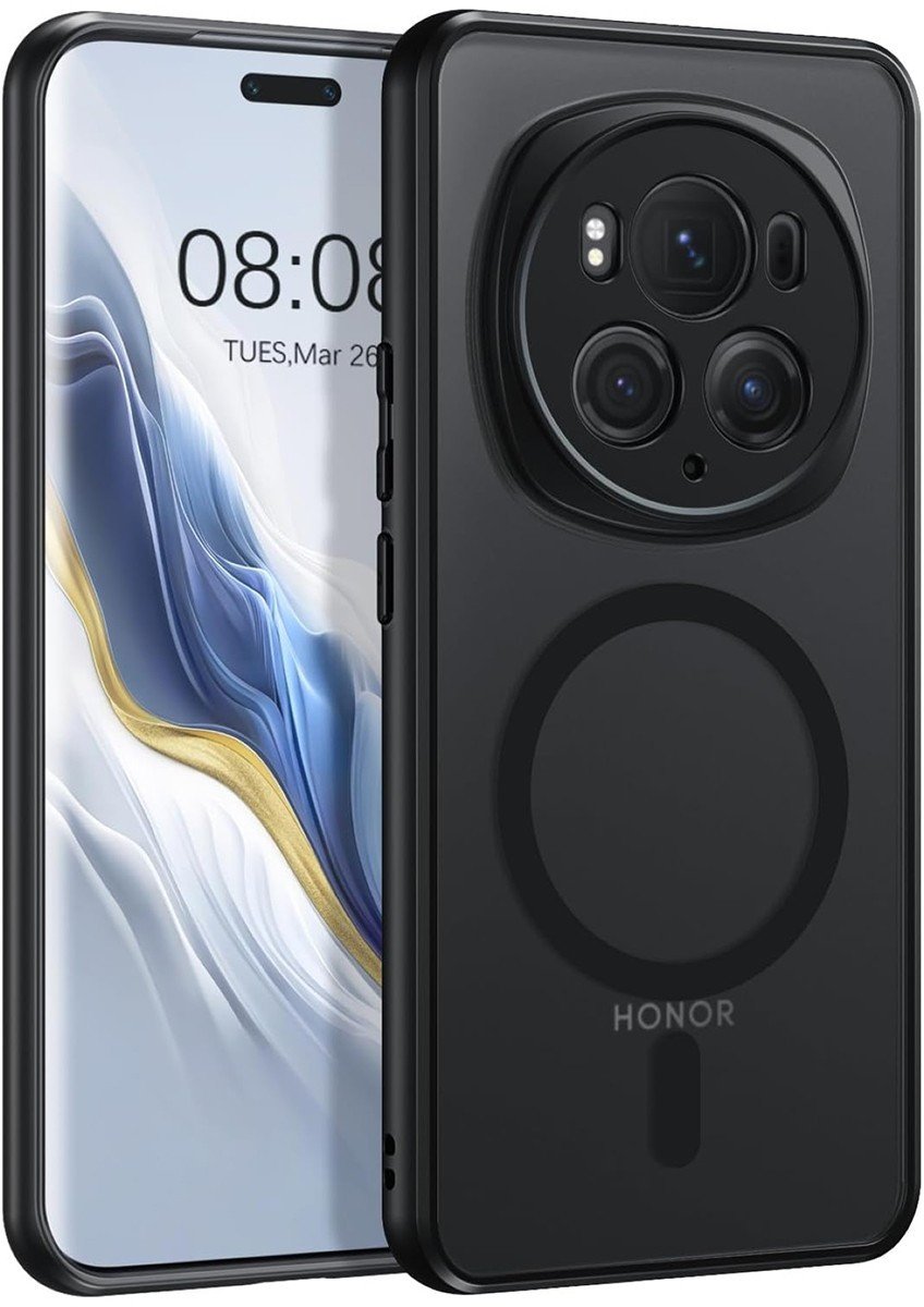 Etui magnetyczne Supero Magmat do Honor Magic 6 Pro, czarne półprzezroczyste