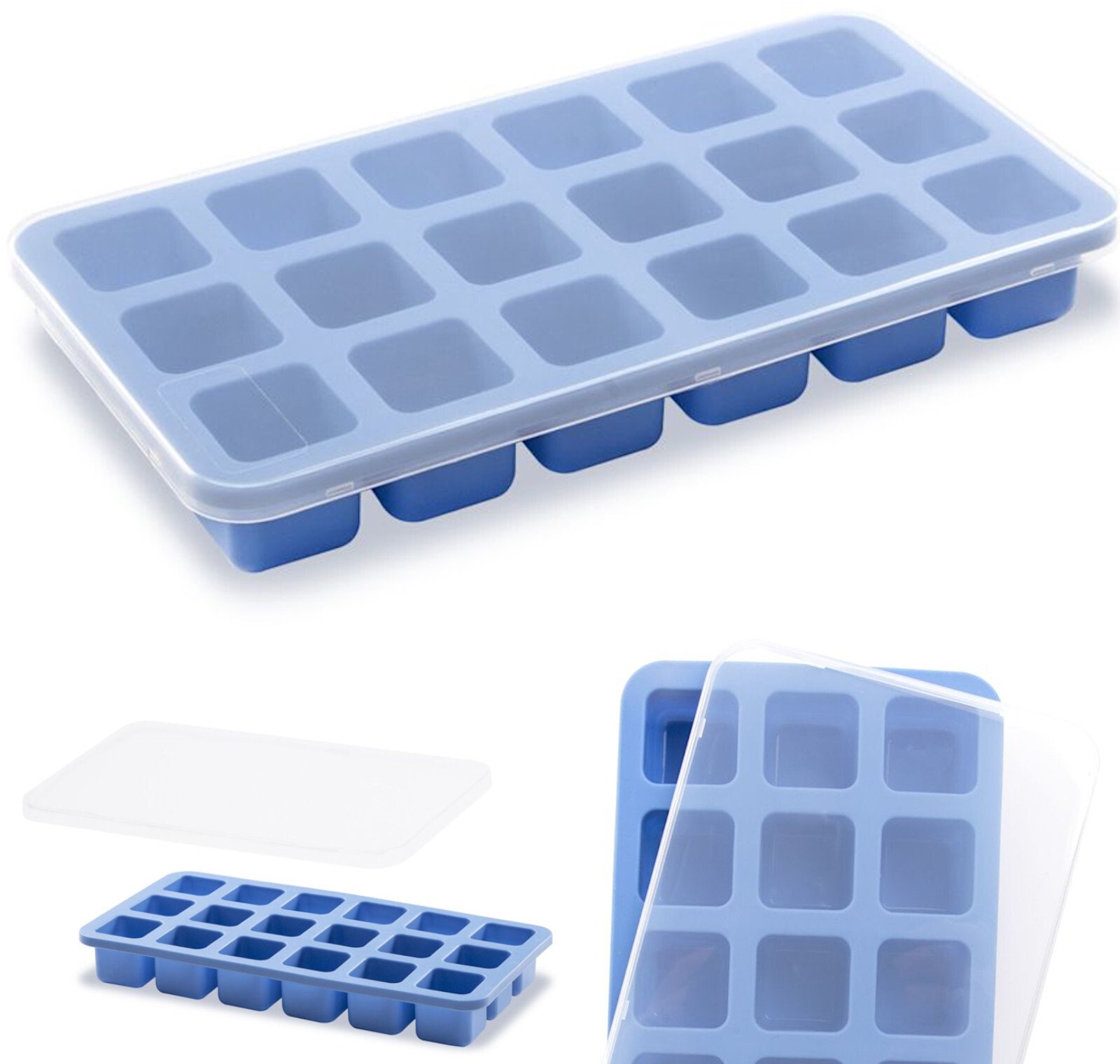 Forma do kostek lodu silikonowa z pokrywką 18 x KOSTKI MINI Forma do kostek lodu silikonowa z pokrywką 18 x KOSTKI MINI