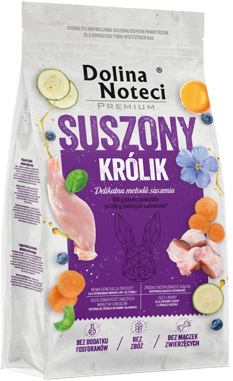 Karma suszona dla psa Dolina Noteci Premium królik 9 kg