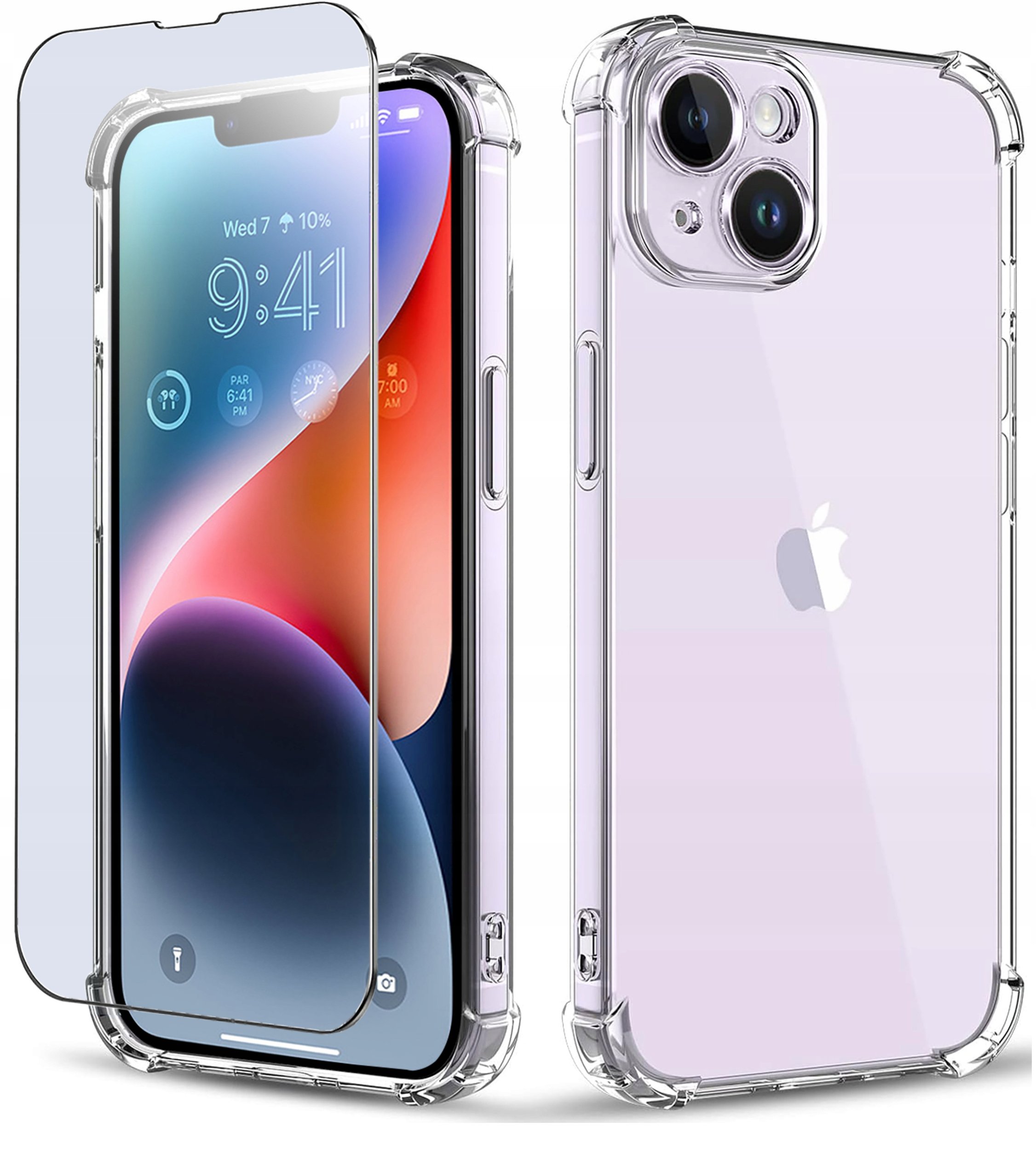 Etui PANCERNE do APPLE iPhone 13 / 14 SILIKON A-SHOCK CLEAR CASE + SZKŁO 9H