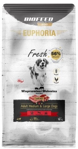 BIOFEED Euphoria Fresh Meat Adult Medium & Large Wieprzowina i Wołowina 12kg