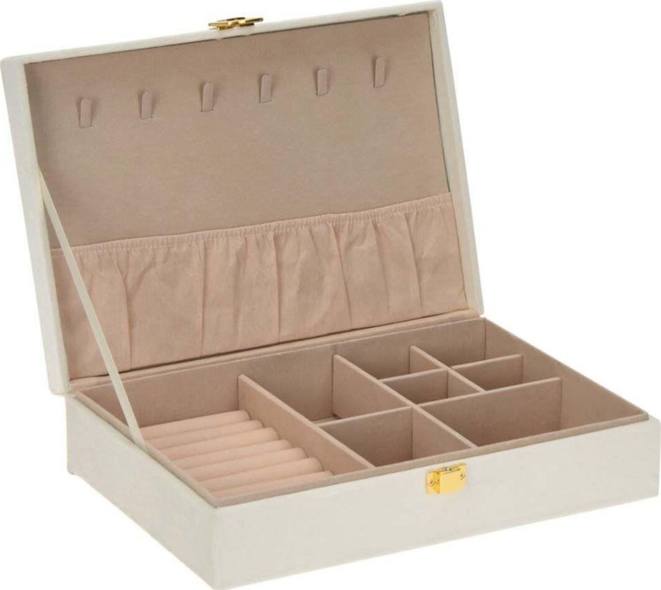 Home Styling Collection Białe pudełko na biżuterię, zamykany organizer na zegarki, szkatułka, kuferek, etui