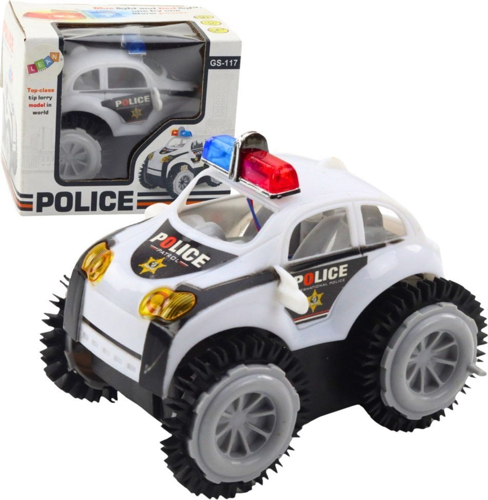 LeanToys Autko Policyjne Przewrotek Czujnik Przeszkód 360 Światła Dźwięki Biały