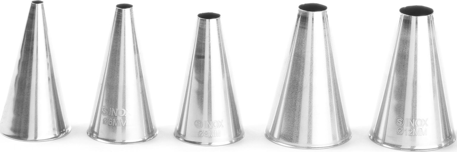 Hendi Końcówki do rożków rękawów cukierniczych do dekorowania STALOWE 2-10mm 5szt.- Hendi 551691 Końcówki do rożków rękawów cukierniczych do dekorowan