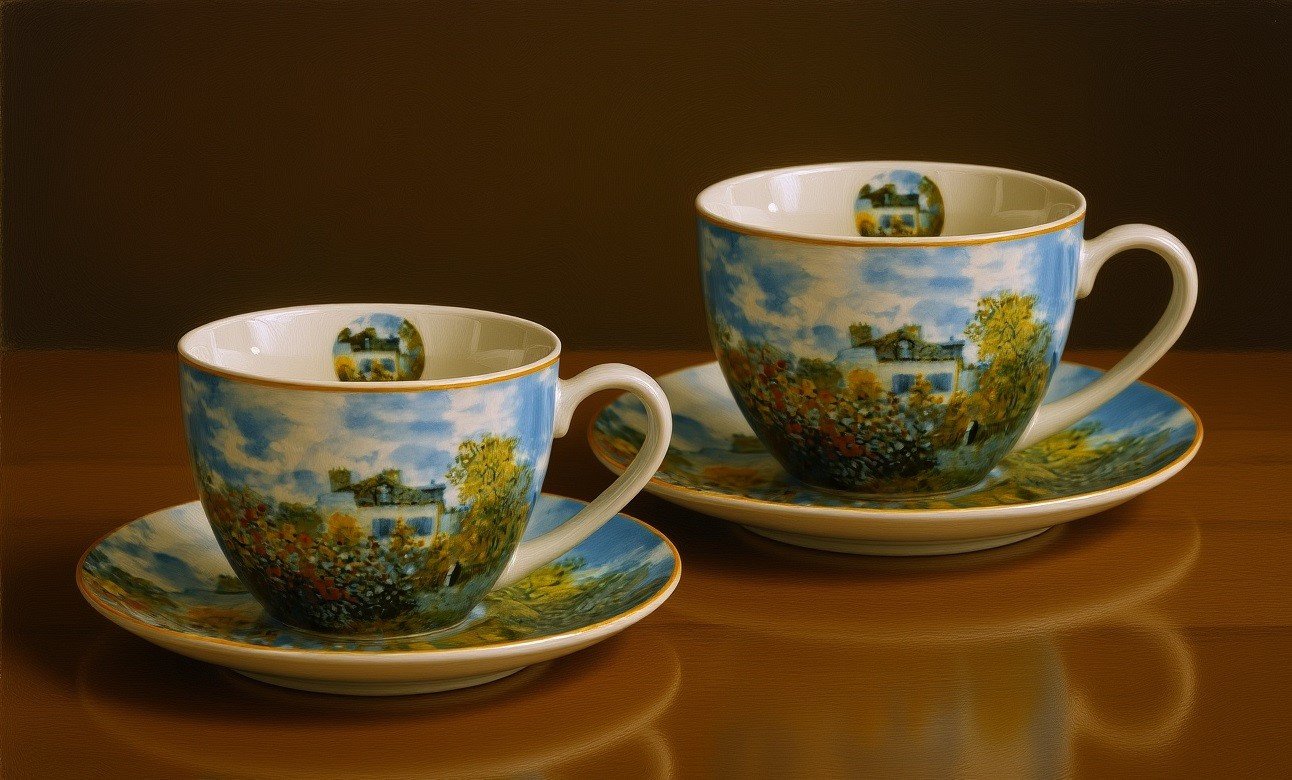 Zestaw 2 filiżanek do espresso 110 ml + spodki The Artists Garden at Vtheuil