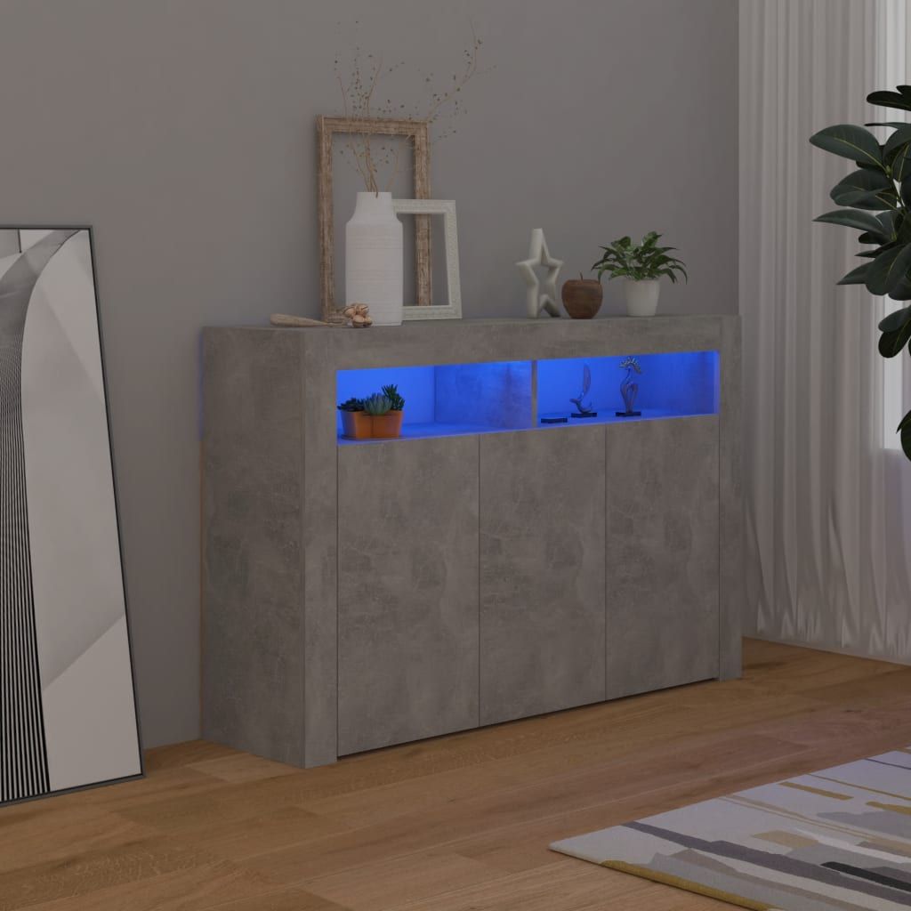 vidaXL Szafka z oświetleniem LED, szarość betonu, 115,5 x 30 x 75 cm