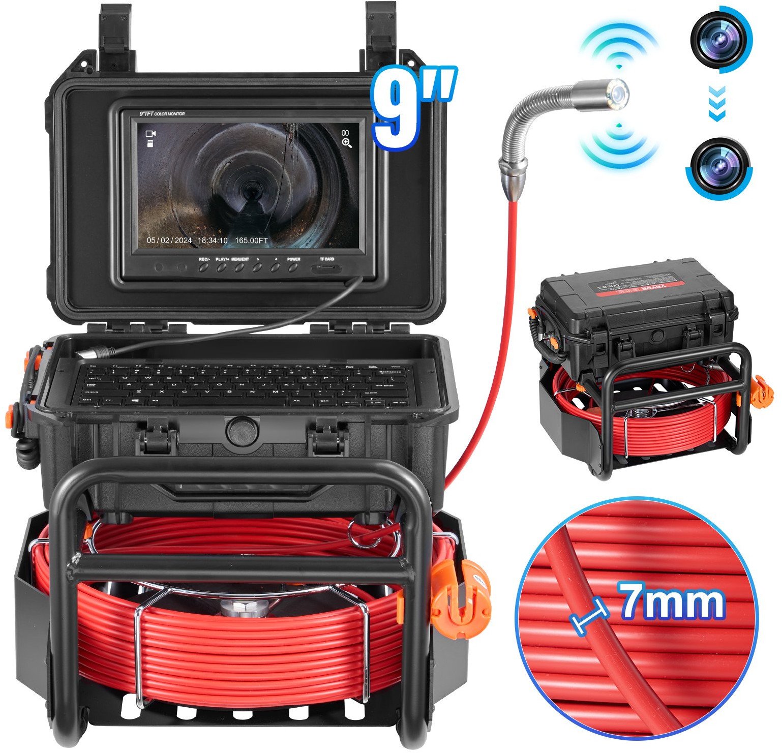 Samopoziomująca profesjonalna kamera inspekcyjna endoskopowa 50 m