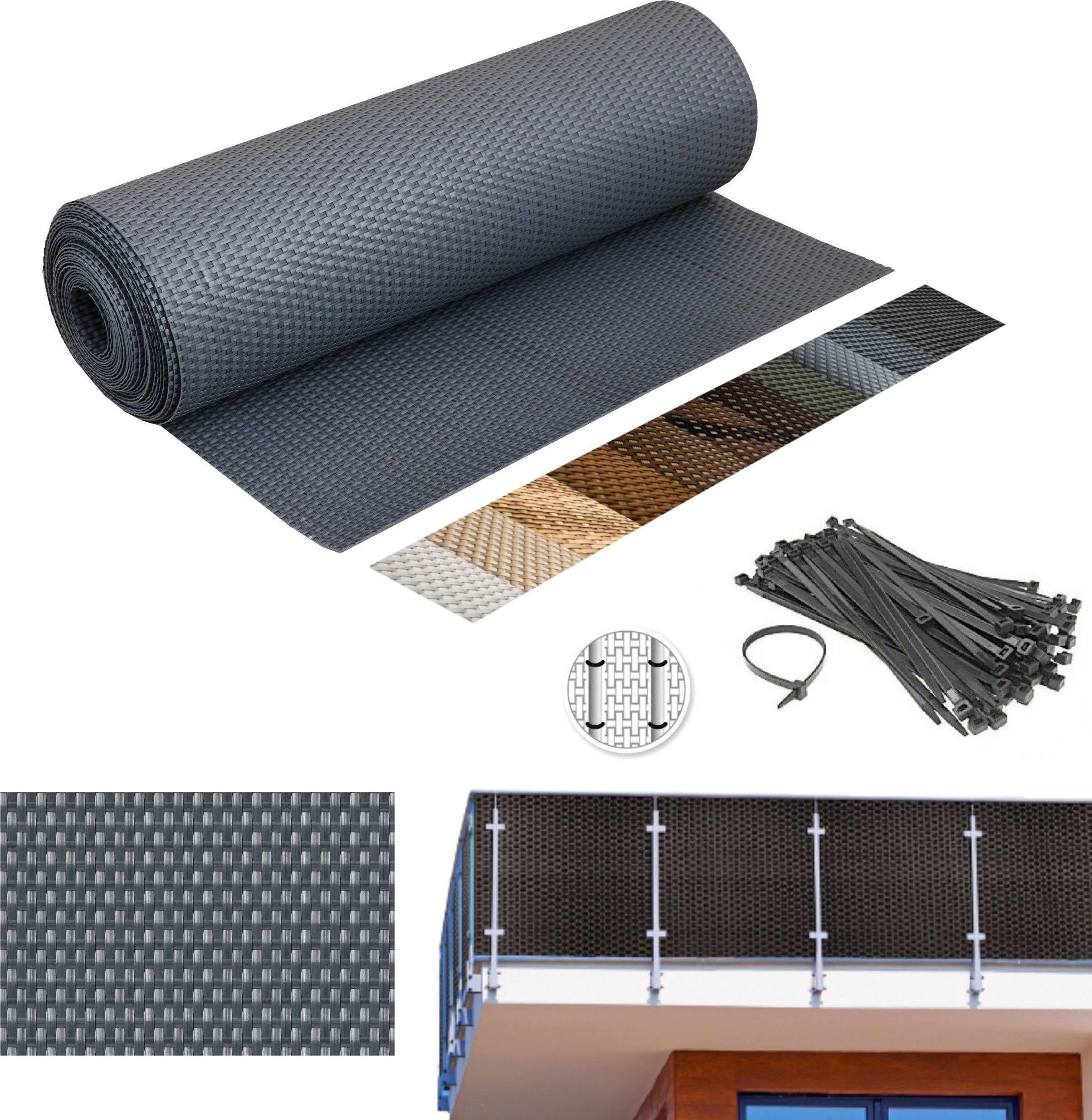 PROGRESJA Osłona Balkonowa dwustronna Mata technorattan na wymiar