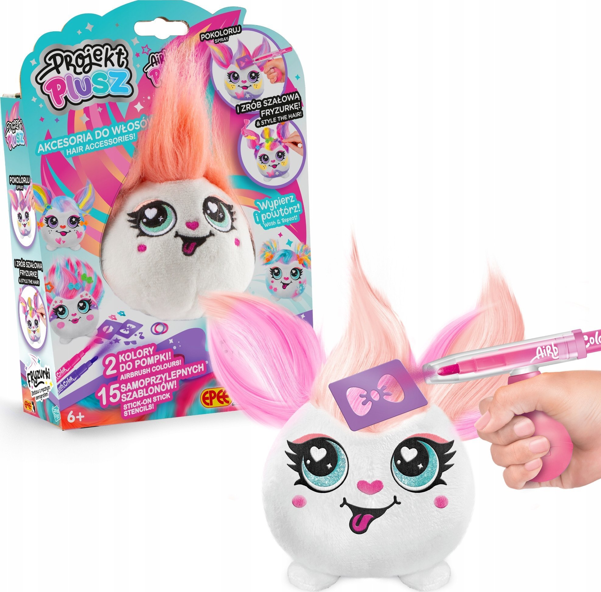 Maskotka Projekt Plusz Fryzurki - Zestaw z ręcznym aerografem Iskierka