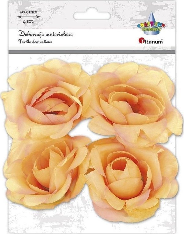 Materiałowe róże 3D 75mm herbaciane 4szt
