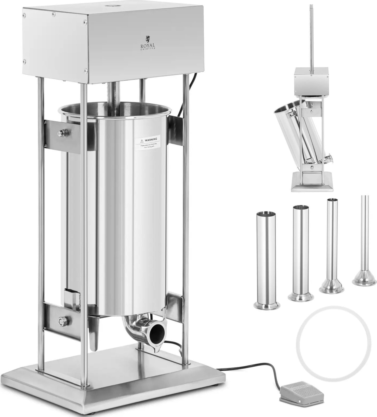 Royal Catering Nadziewarka do kiełbas elektryczna pionowa 4 lejki 25 l 350 W Nadziewarka do kiełbas elektryczna pionowa 4 lejki 25 l 350 W