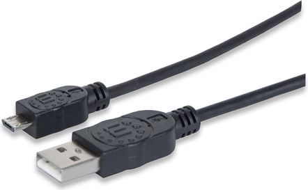 Kabel USB Manhattan USB-A - 1 m Czarny (393874)