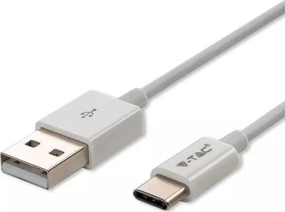 Kabel USB V-TAC USB-A - USB-C 1 m Biały (1_778202)