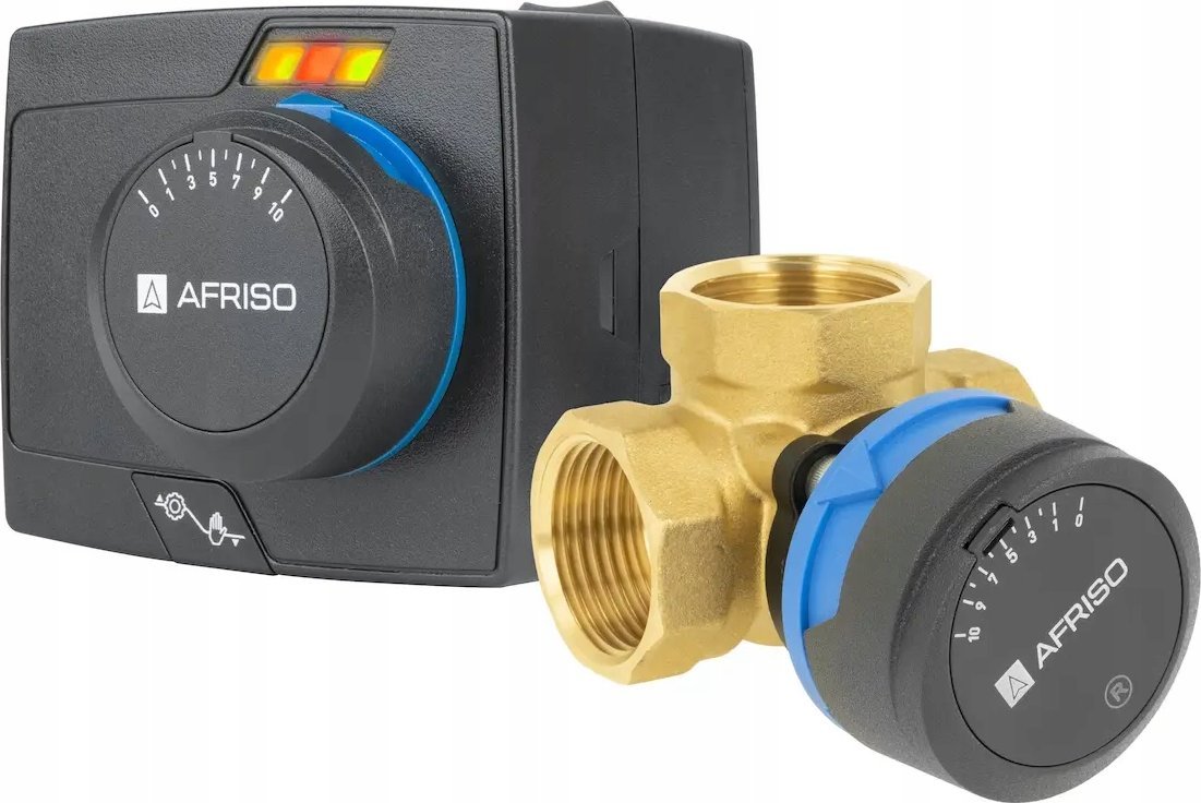 Afriso Zawór mieszający 3-drogowy obrotowy ARV 384 Vario ProClick + siłownik ARM 343 ProClick, DN25, Rp1", Kvs 4,5-12