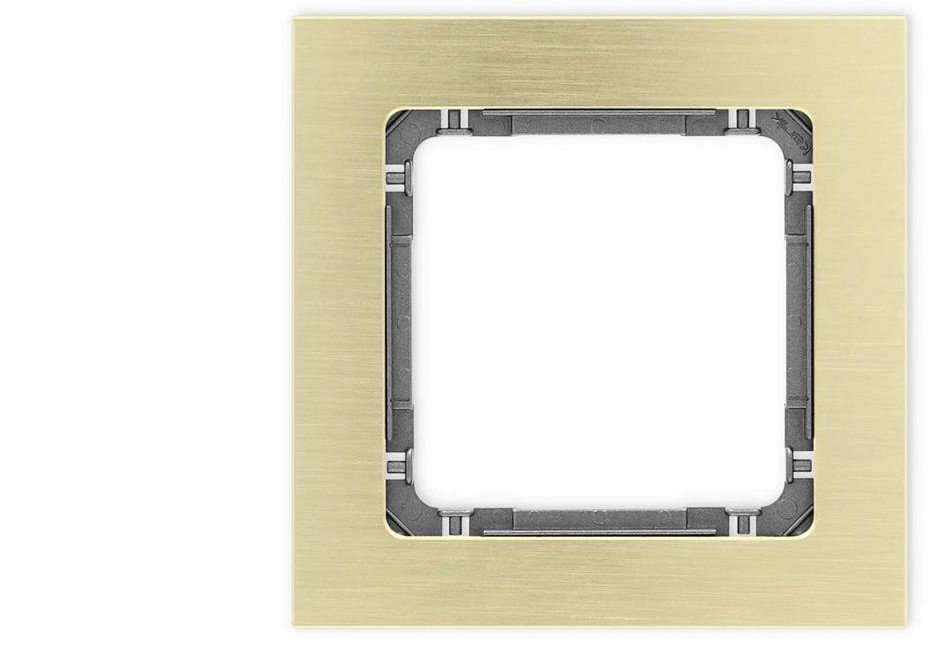 DECO Ramka uniwersalna pojedyncza - aluminium szczotkowane (ramka: kolor mosiężny spód: grafitowy) 8-11-DRA-1