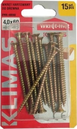 Wkręt-met Wkręty hartowane do drewna 4x60mm 15szt PZ2 złote