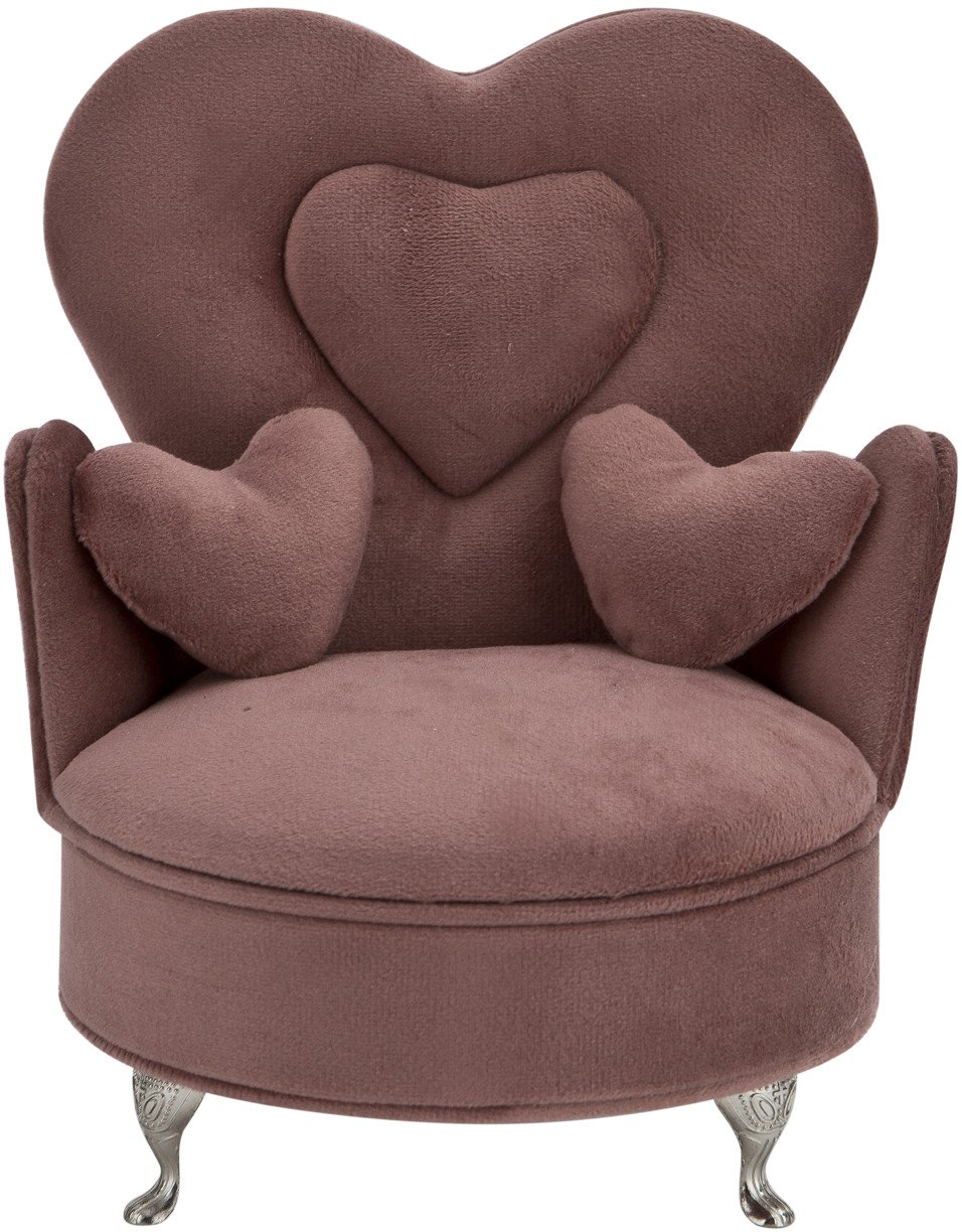 Szkatułka na biżuterię welurowa Fotel różowy