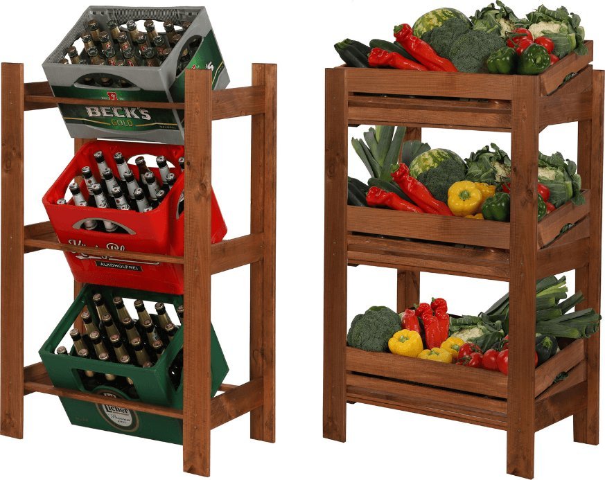 Wamar-Sosenka Drewniany regał na skrzynki 3 półki 107X70X39 RSS Brązowy Drewno sosnowe