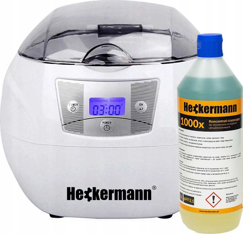 Myjka ciśnieniowa Heckermann Zestaw Myjka ultradźwiękowa JP-900S 0,75L + Płyn 1L